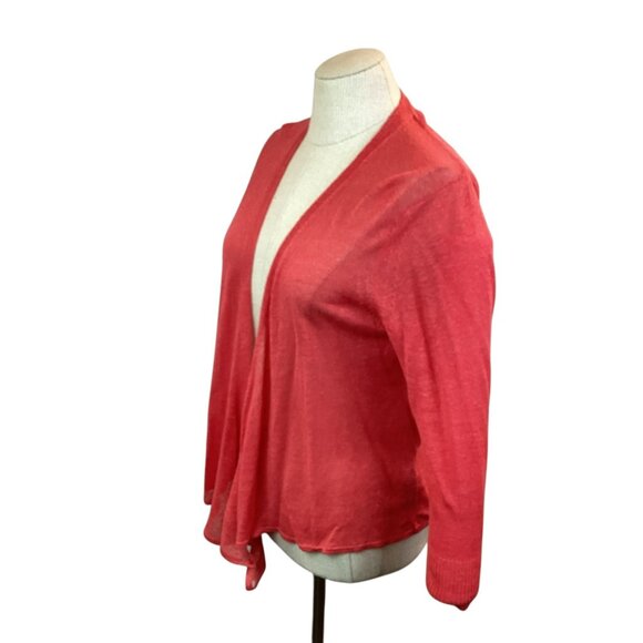 Nic + Zoe Linen Blend Womens Large Open Cardigan Sweater Coral - Picture 3 of 8